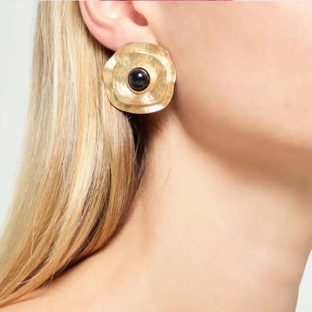 Gold and Black Statement Earrings N1534